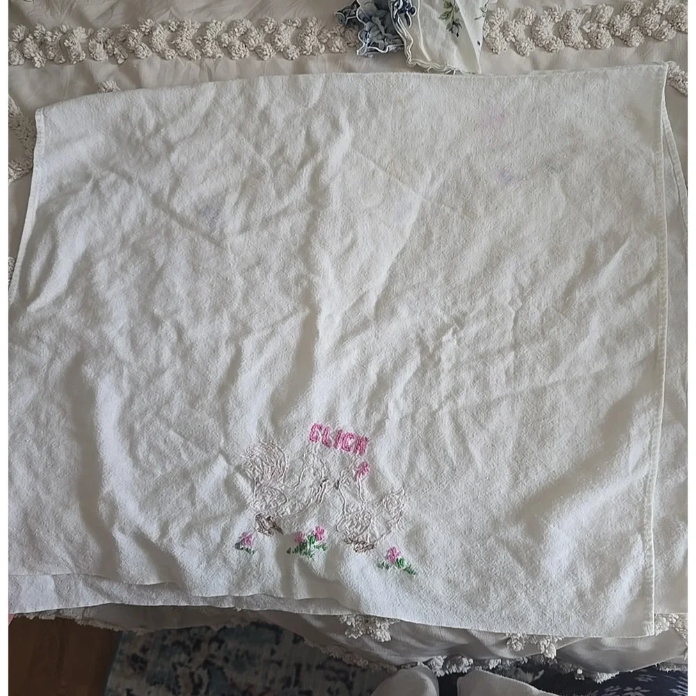 Lot‎ of Vtg Handmade Hand Stitched Crochet Floral Kitchen Hand Towels & Doilies